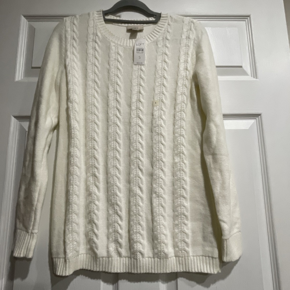 Banana Republic Factory Cable Knit Beige Long Sleeve Sweater Size Small NEW